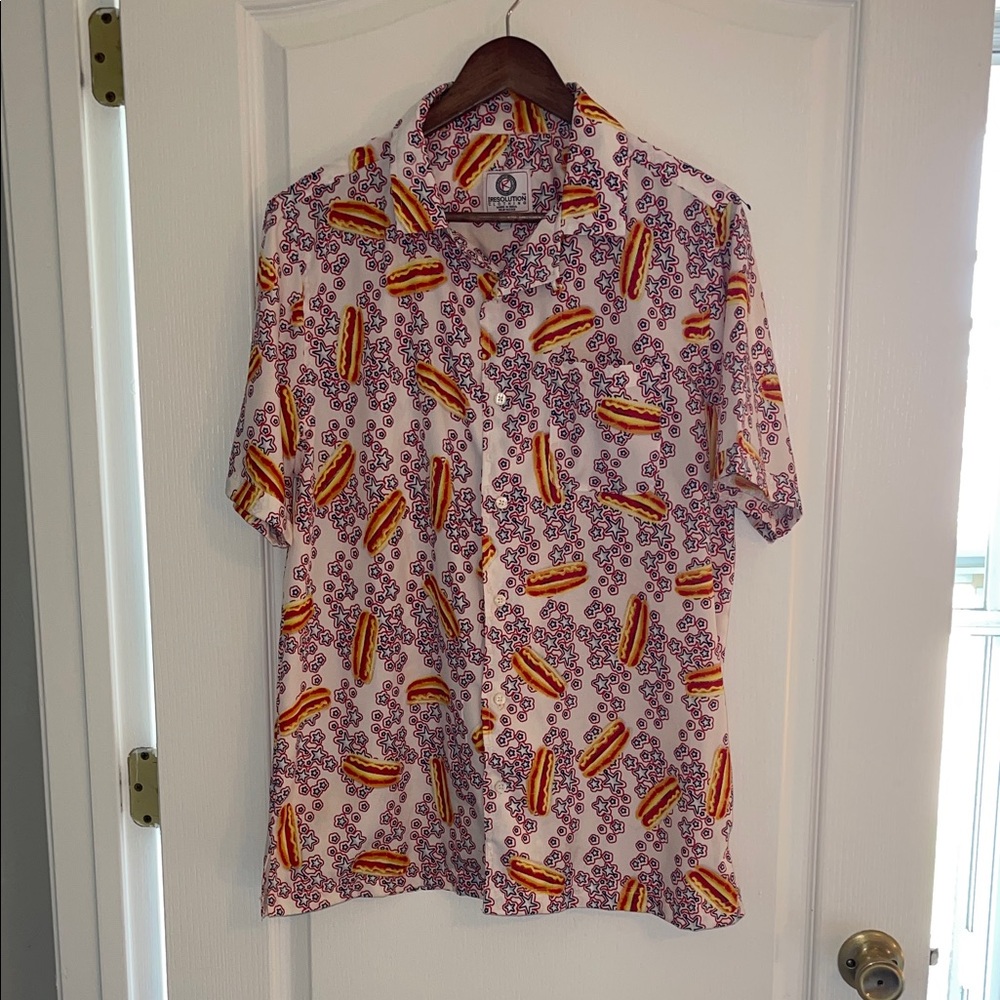 Playful Hot Dog Print Men's Casual Shirt